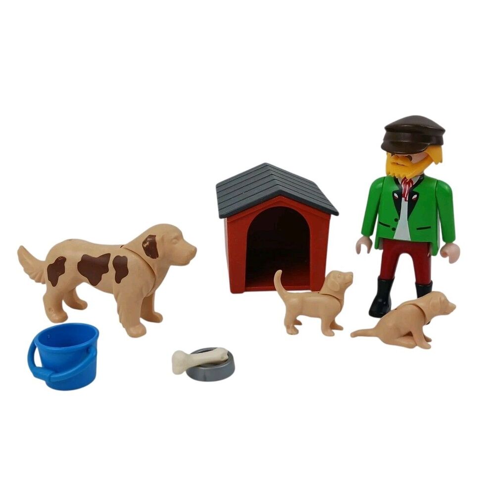 Playmobil 3005 Doghouse Set Dog Puppies Setter Retriever Figure